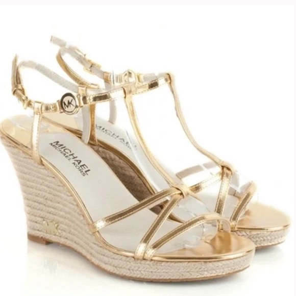 Michael Kors Gold Espadrille Wedges - Picture 1 of 4